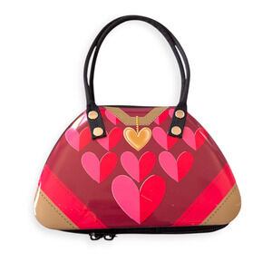 Vintage Mini Tin Handbag ~ Zippered purse with hearts